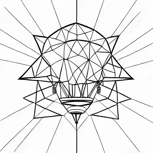 geometric abstract hot air balloon  tattoo design idea