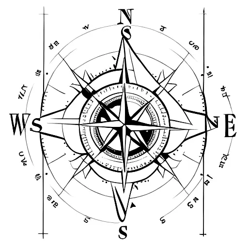 a compass made of arrows but with C for north, A for south, S for east, M for west  tattoo design idea