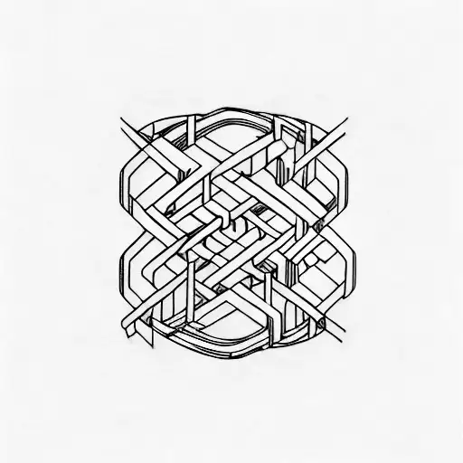 abstract minimal Chinese finger trap tattoo design idea