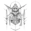 forest with cyclon centurion and starship from firefly show tattoo design idea