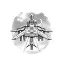 forest with cyclon centurion and starship from firefly show tattoo design idea