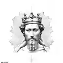 King David by Michelangelo Head and chest. Right and left Laurel leafs tattoo design idea