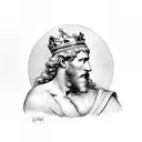 King David by Michelangelo Head and chest. Right and left Laurel leafs tattoo design idea