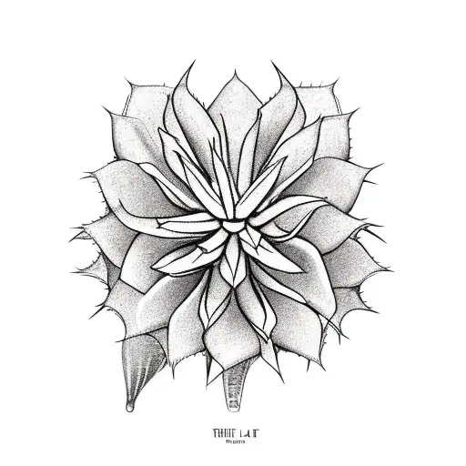 agave plant with the inicials, JC,JA,JA,JP,AC,IB in each leaf tattoo design idea