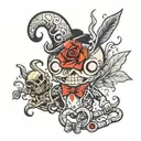 xix with voodoo doll tattoo design idea