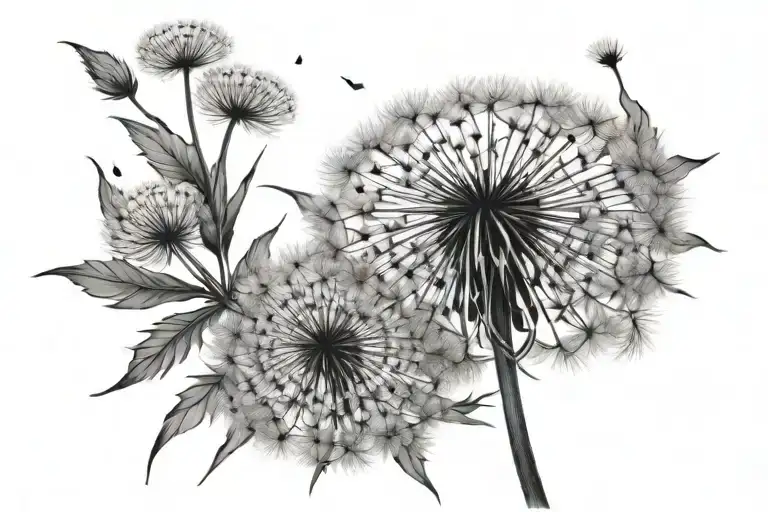 dandelion transforming tattoo design idea