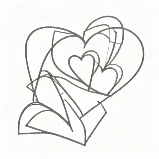 3 hearts interlinked triangles using simple lines tattoo design idea