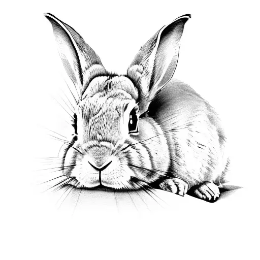 rabbit face in a renaissance human body tattoo design idea