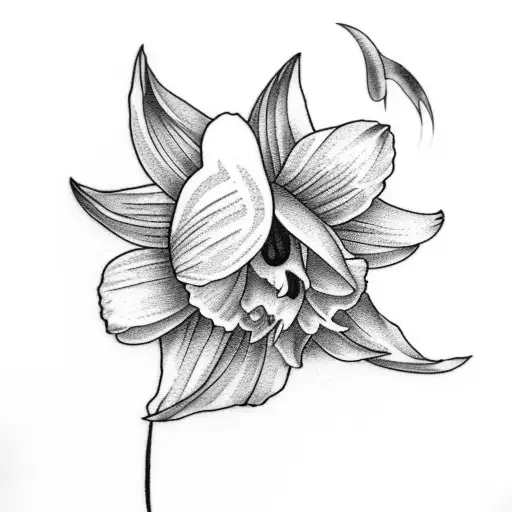 daffodil with long stem  tattoo design idea