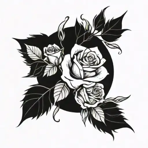 Rino name roses fire tattoo design idea