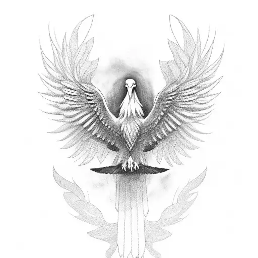A minimalist tattoo design capturing the elegance and grace of a soaring eagle tattoo design idea