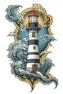 lighthouse with storm   tattoo design idea