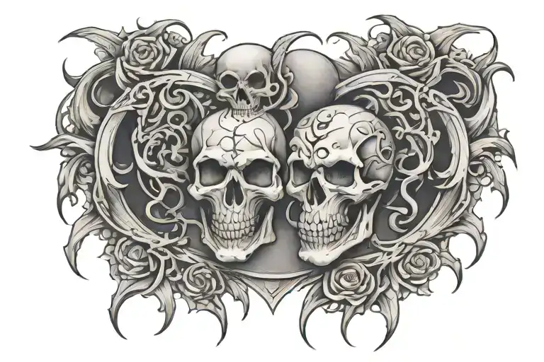 death smiles chest piece tattoo design idea