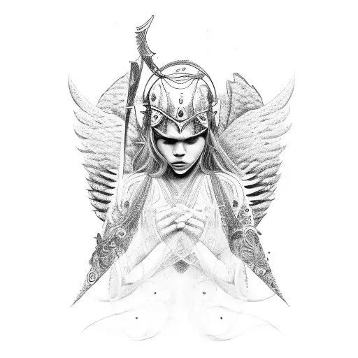angel warrior tattoo design idea
