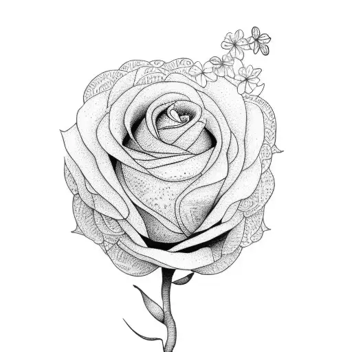 A dotwork illustration of a mother's hand holding a delicate flower, highlighting the nurturing and gentle nature of being a mom tattoo design idea