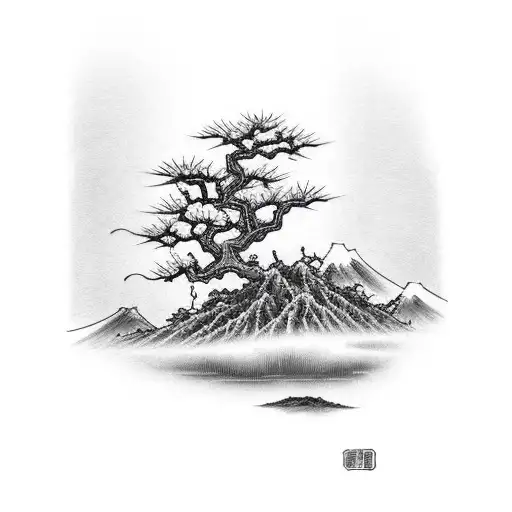lightning hitting dry tree tattoo design idea