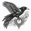 Raven on chest tattoo design idea