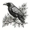 Raven on chest tattoo design idea