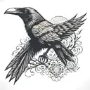 Raven on chest tattoo design idea