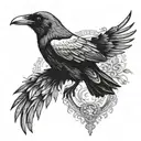 Raven on chest tattoo design idea