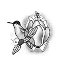 prickly pear cactus and black chinned hummingbird tattoo design idea