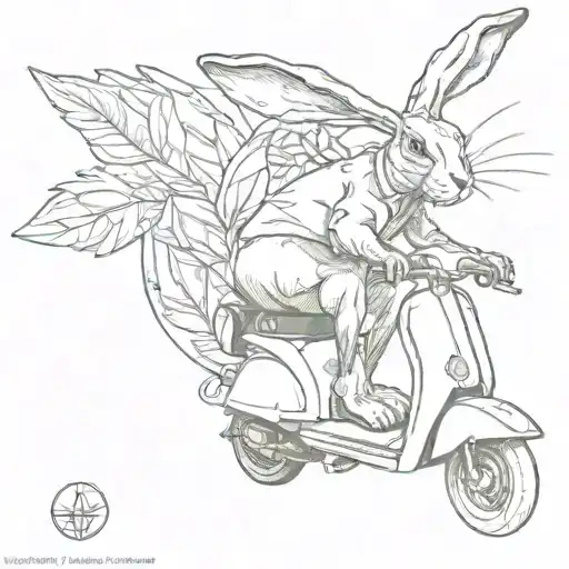 hare on a scooter tattoo design idea