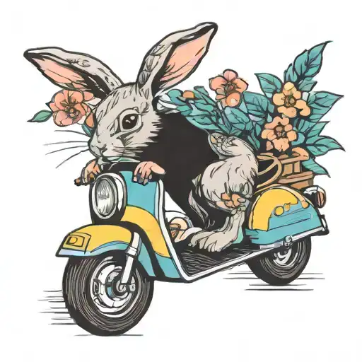 bunny on a scooter tattoo design idea