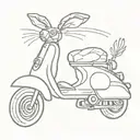 hare on a scooter tattoo design idea