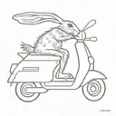 hare on a scooter tattoo design idea