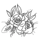 Empty tomb overgrown into a garden tattoo design idea