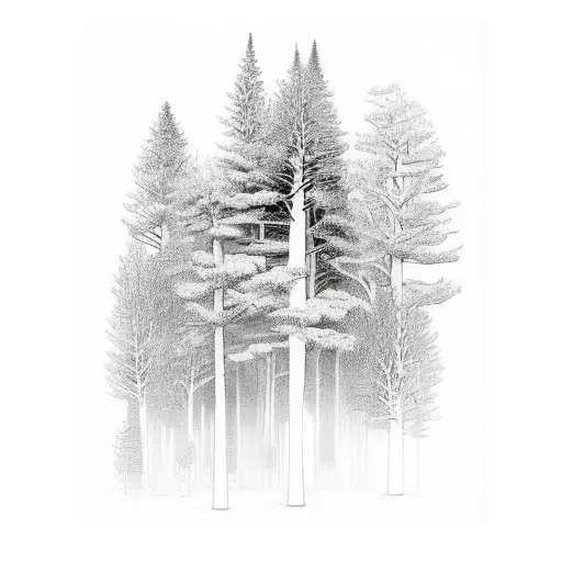 Forest being taken over by buildings tattoo design idea