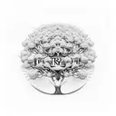 tree of life surrounded by buildings tattoo design idea