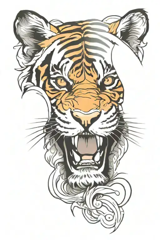 Tiger face tattoo design idea