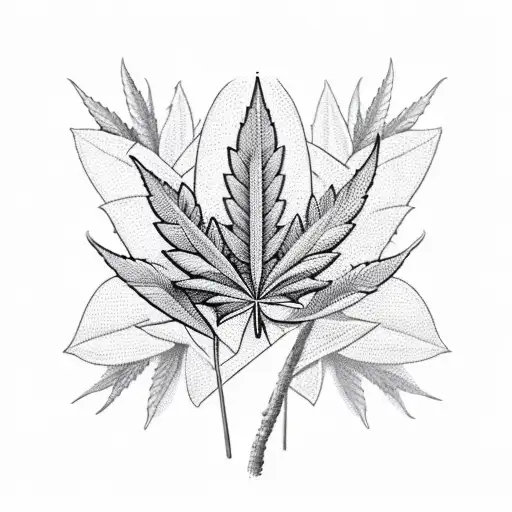Science Diagram of Cannabis plant with labels tattoo design idea