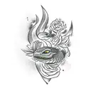 águia com cobra e flores  tattoo design idea