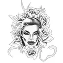 águia com cobra e flores  tattoo design idea