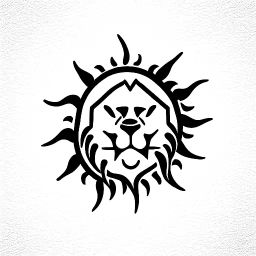 half lion half sun tattoo design idea