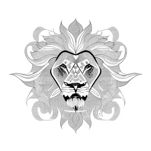 Lion Sun tattoo design idea