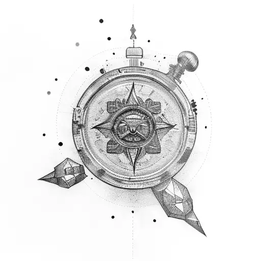 Compass sun moon tattoo design idea