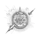 Compass sun moon tattoo design idea