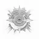 Moon within sun compass point squiggle rays tattoo design idea