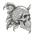 skull soft shading stencil art of a skeletal tattoo design idea