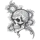 skull soft shading stencil art of a skeletal tattoo design idea