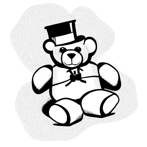 Sitting Teddy Bear with Stovepipe hat tattoo design idea