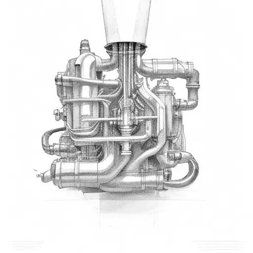 V8 engine and turbo charger tattoo design idea