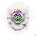 V8 engine and davinci tattoo design idea