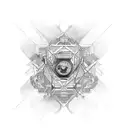 V8 engine and davinci tattoo design idea