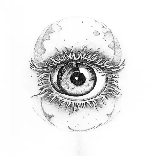 eye with angels behind it tattoo design idea