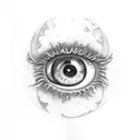 eye with angels behind it tattoo design idea
