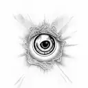 eye with angels behind it tattoo design idea